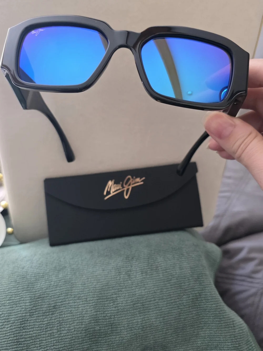 Maui Jim Kupale Blue Hawaii Shiny Black Sunglasses Brand NEW ALL Orig. Authentic